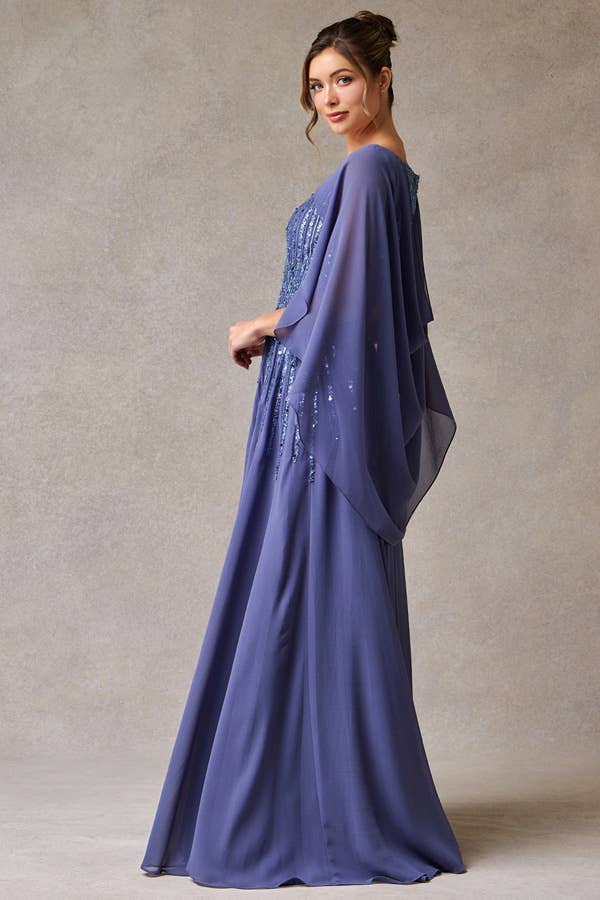 Babyfox Apparel - Vente Robe de soirée – femme - Robe Mère de la Mariée à Manches Courtes avec Capelet et Décolleté Cœur4