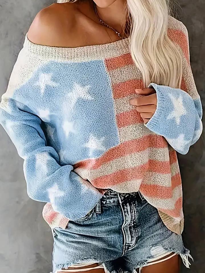 Serenity Collective - Wholesale Knit Sweater - Women's - US Flag Sweater2