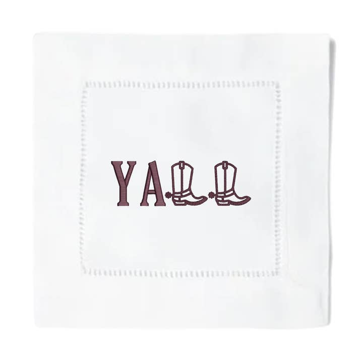 YALL Boots Cocktailservetten voor wholesale door Blythe Embroidery Co.