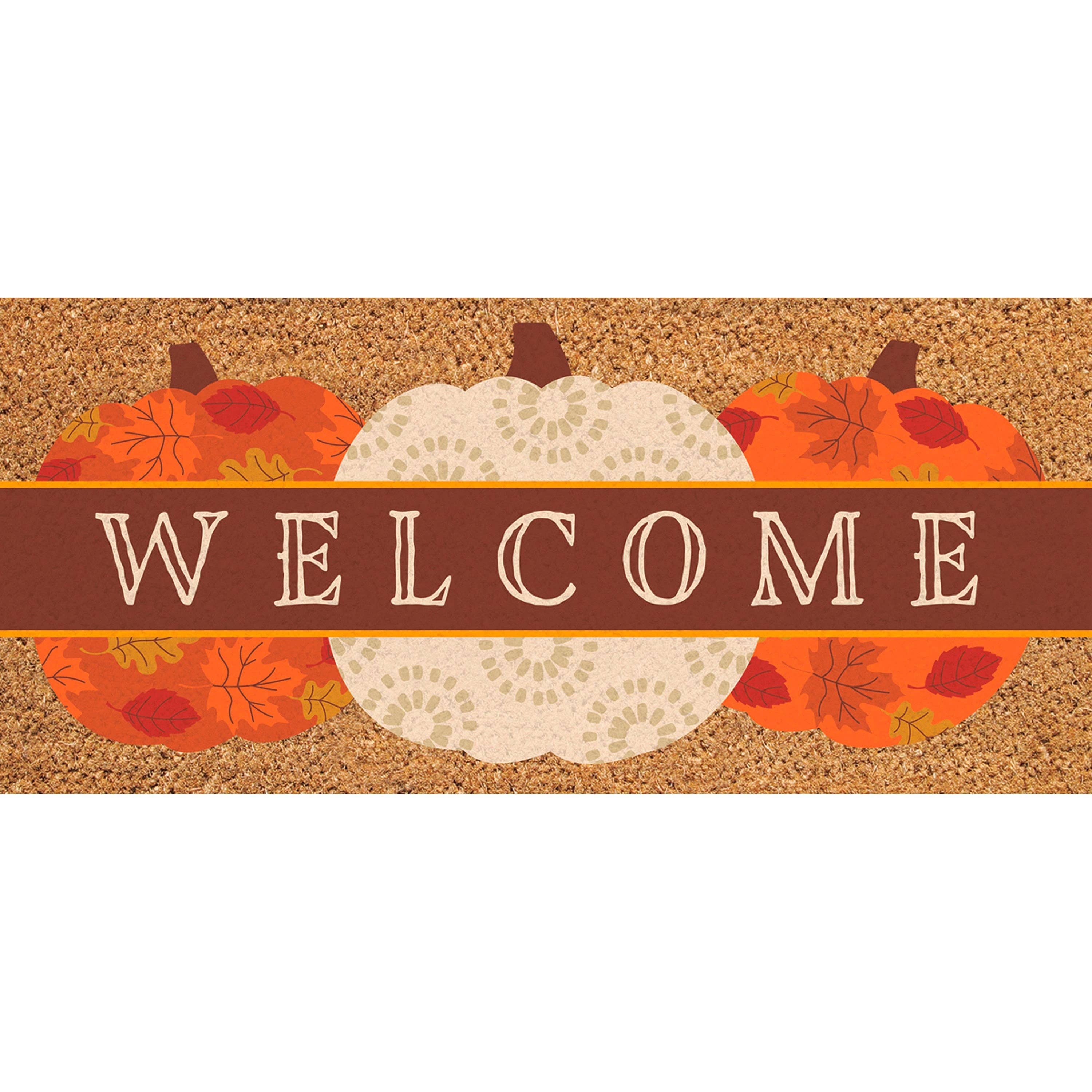 Evergreen Enterprises - Wholesale Door Mat - Welcome Fall Pumpkins Flocked Coir Sassafras Switch Mat0