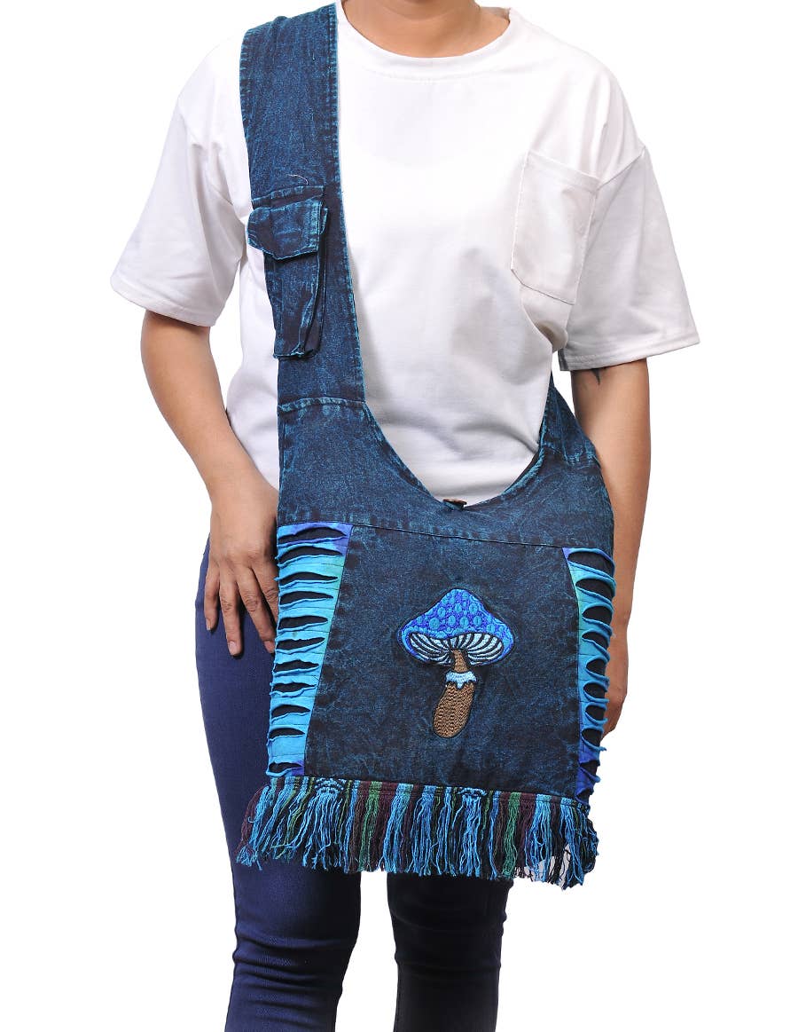 The Collection Royal / Royal Handicrafts - Vendita all'ingrosso Borsa a tracolla - Donna - Borsa Hobo a tracolla Hippie Boho ricamata a forma di fungo in cotone8