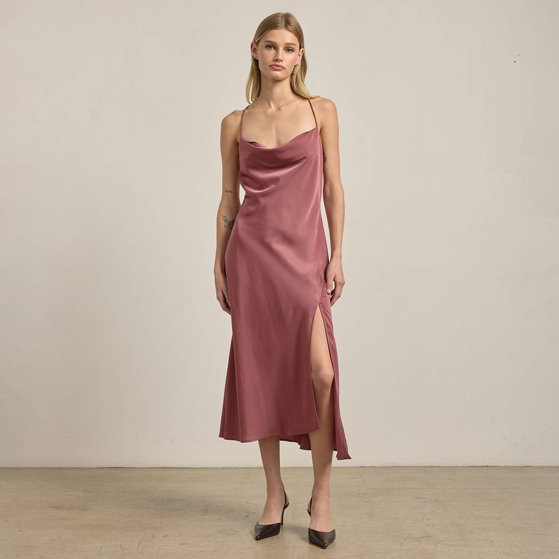 RAISONNEL - Wholesale Dress - Women's - Satin Drape Slip Dress - RD120210