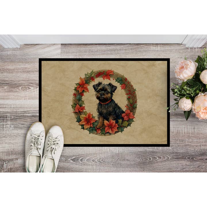Affenpinscher Christmas Flowers Doormat 24x36 DAC2294 for wholesale by Caroline's Treasures