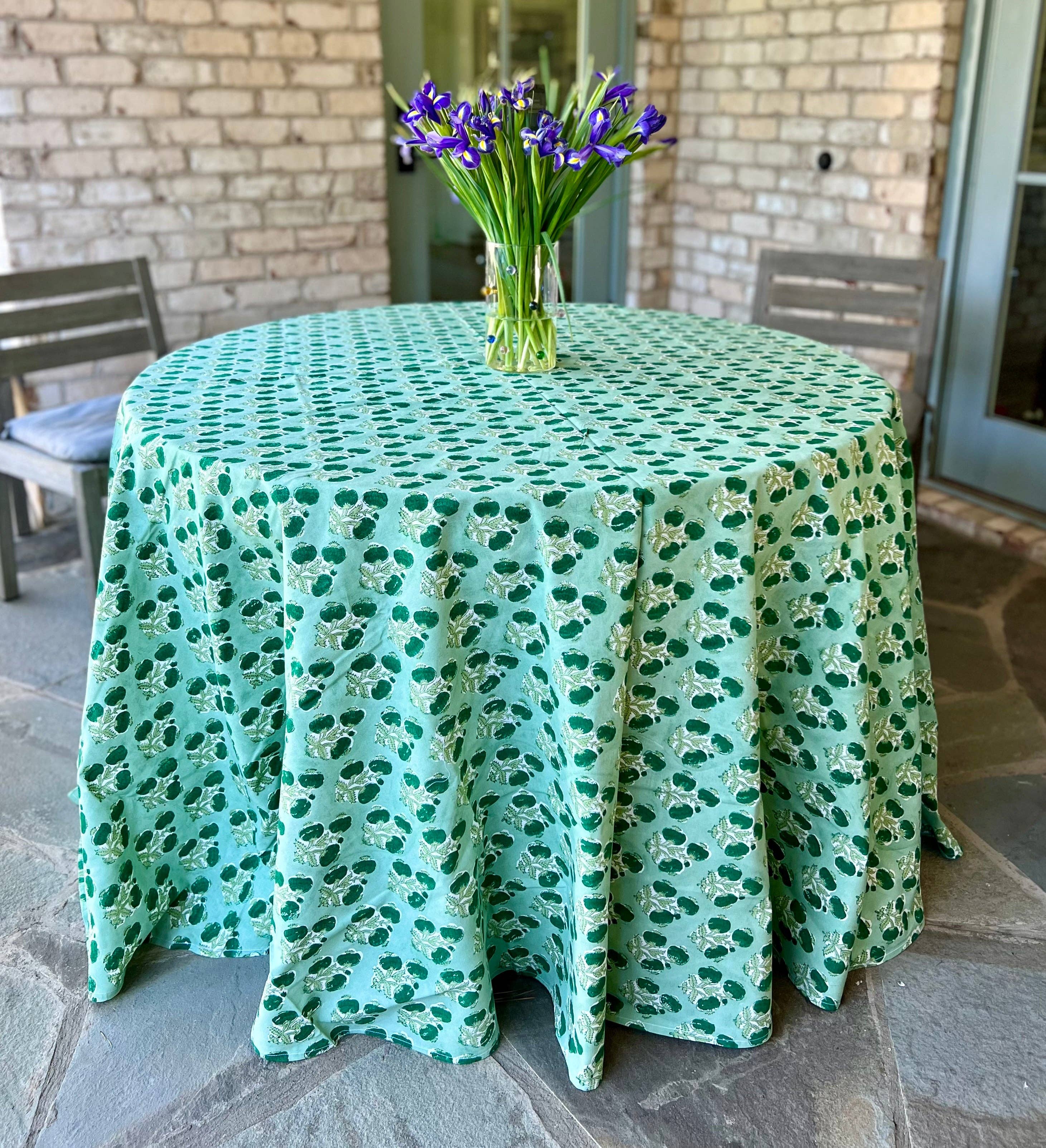 Christina Dickson Home - Wholesale Tablecloth - Poms Tablecloth in Emerald Green3