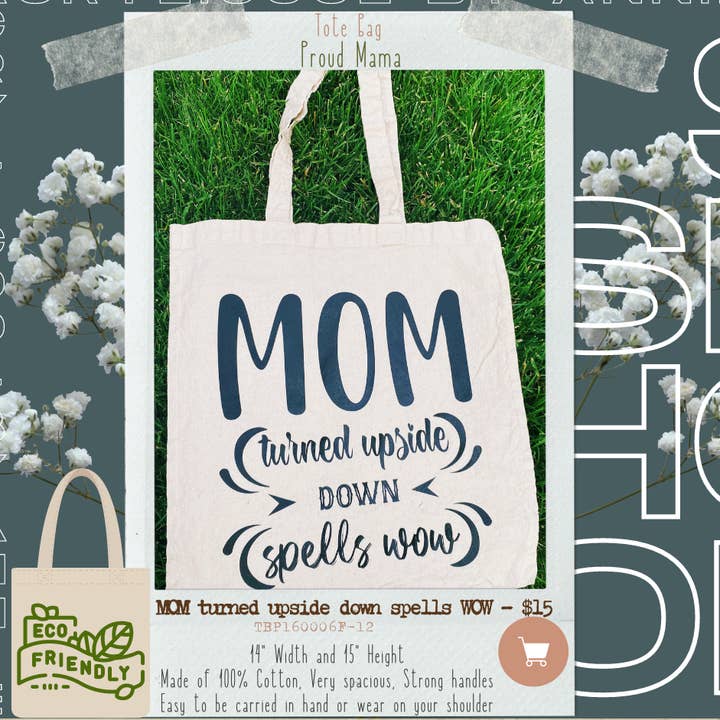 Mom Turned Upside Down Spells Wow - Borsa per la vendita all'ingrosso da parte di Acrylicool by Annie