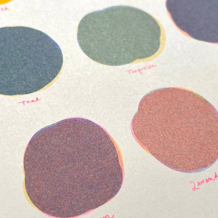 Natalie Andrewson - Wholesale Art Print - Riso Color Swatch in Blue, Yellow and Fluorescent Pink1