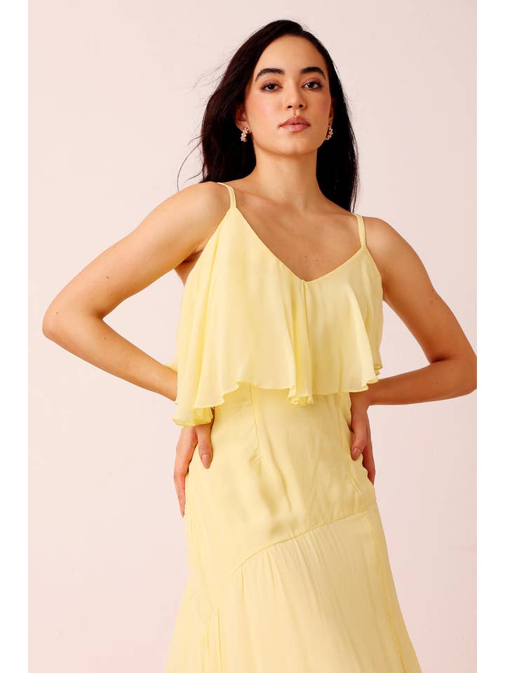 Buttercup Cassa Midi Dress in Pale Yellow for wholesale on Faire1