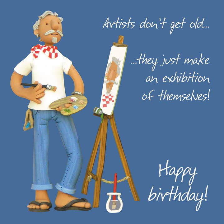 Male artist birthday card for wholesale by Inky Blue Ltd t/a Holy Mackerel