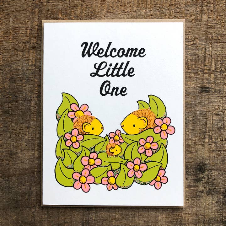 Welcome Little Hedgehog Baby Card for wholesale by everyday balloons print shop