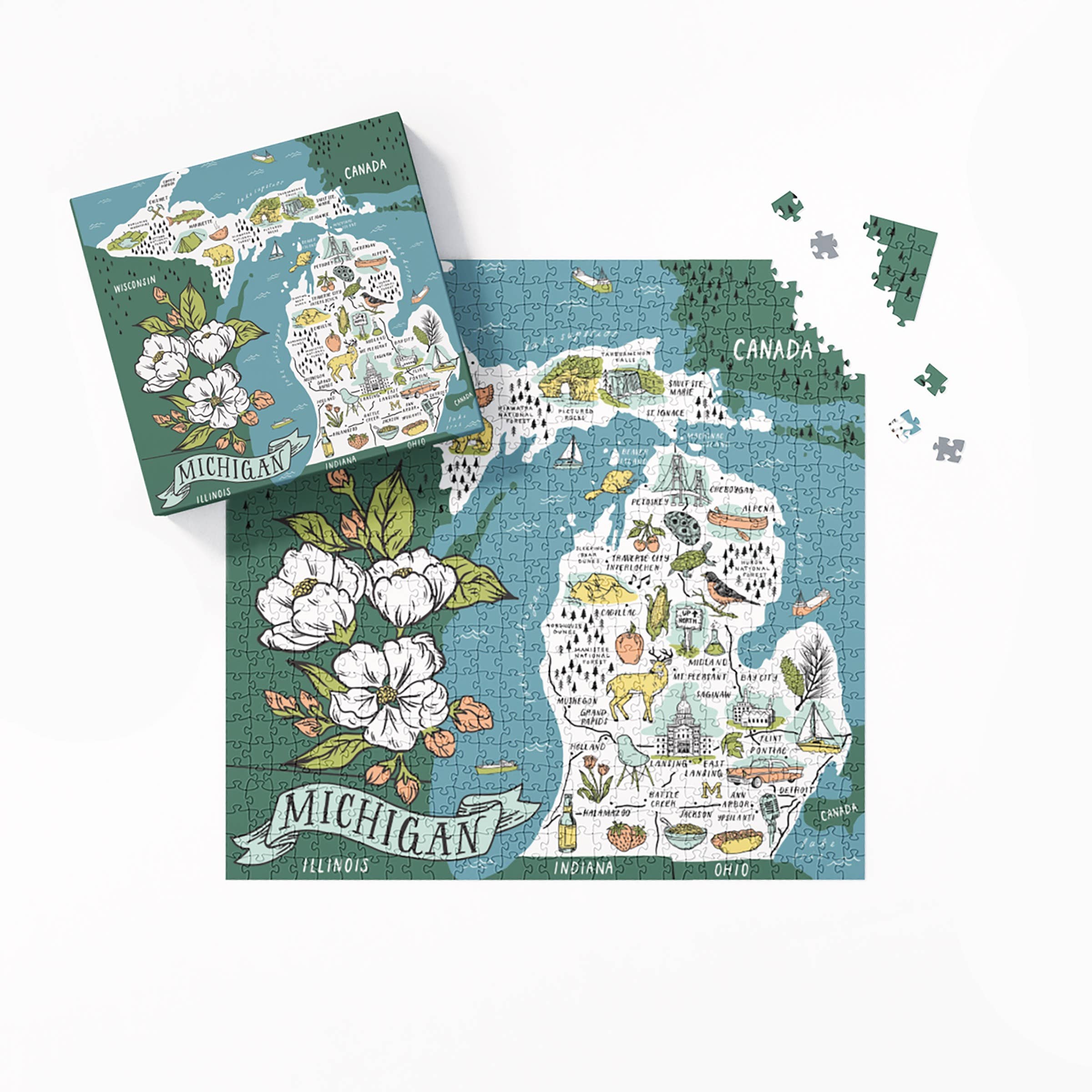 City Bird – Puzzle - Adulto por atacado – Puzzle ilustrado do mapa de Michigan2