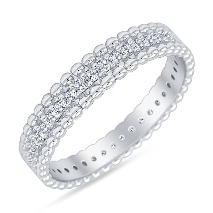 Round Cubic Zirconia Beaded Band for wholesale by Blue Apple Imports