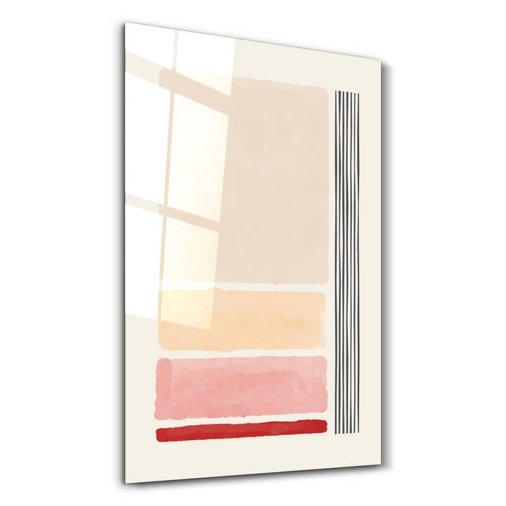 Blocs de dégradé chaud avec lignes - Art mural en verre pour la vente par Artdesigna KG