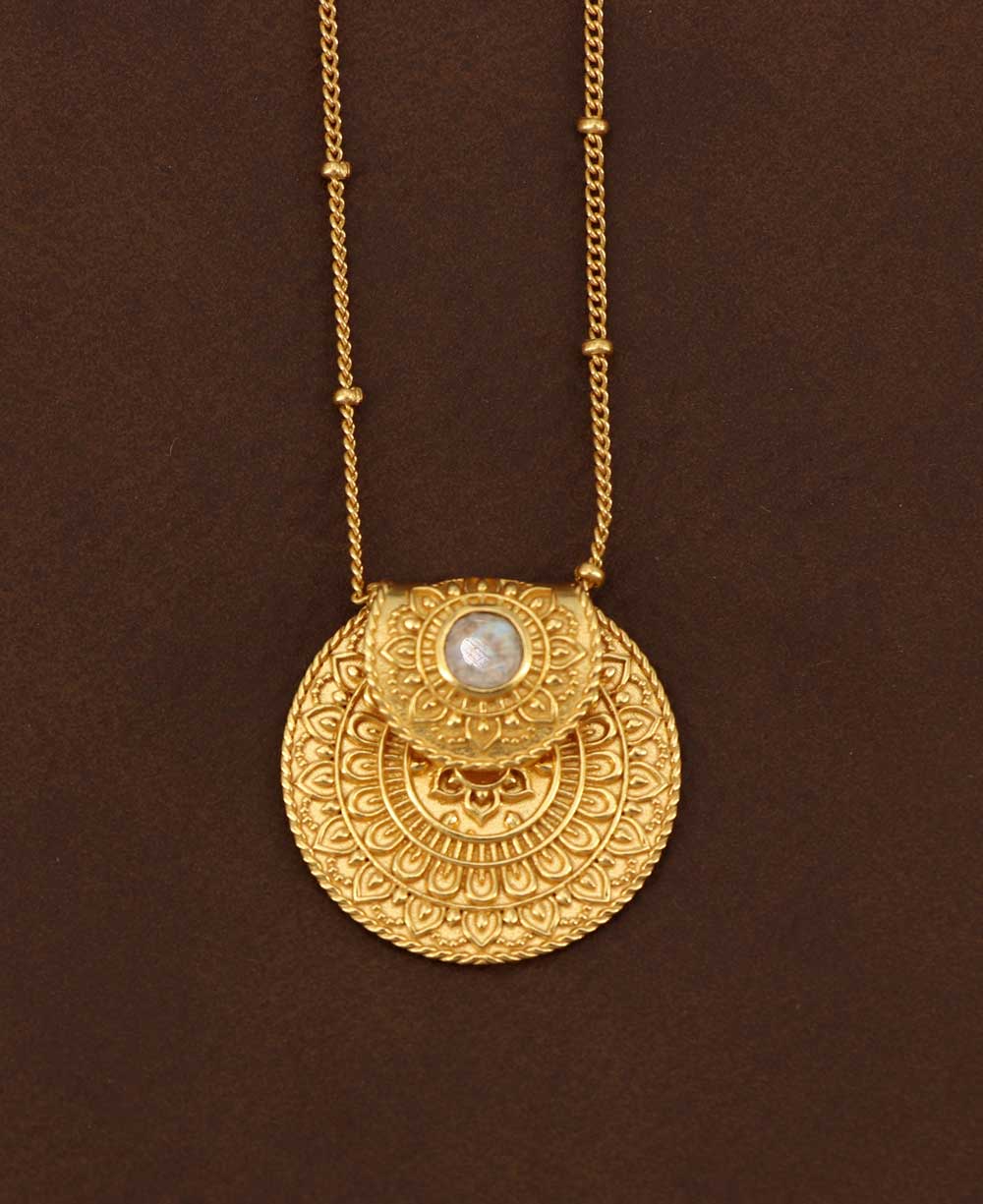 Culture Spot - Wholesale Pendant/Charm Necklace - Inspirational Gold Plated Mandala Necklace with Rainbow Moon1