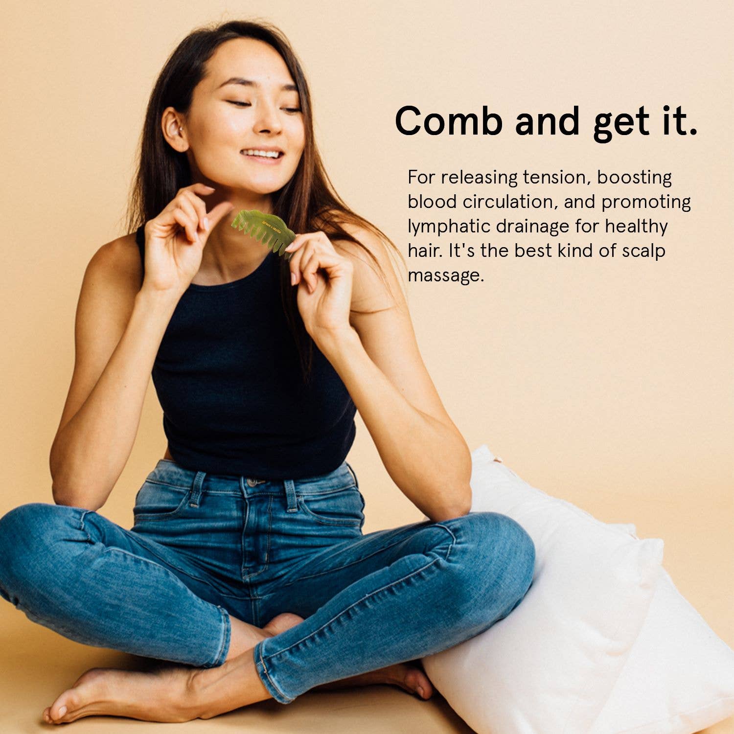Grace & Stella Co – Engroshandel Hårbørste/kam – Jade Kam til Hovedbundsmassage for Sund Hårvækst1