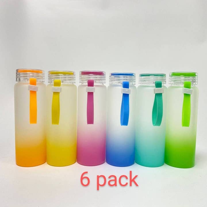Pretty Penny - Wholesale Drinking Glass/Cup - 17 oz Ombre Color Gradient Frosted Sublimation Glass bottle | 17oz Glass Can | Beer Can Glass | Blank Glass Can |1