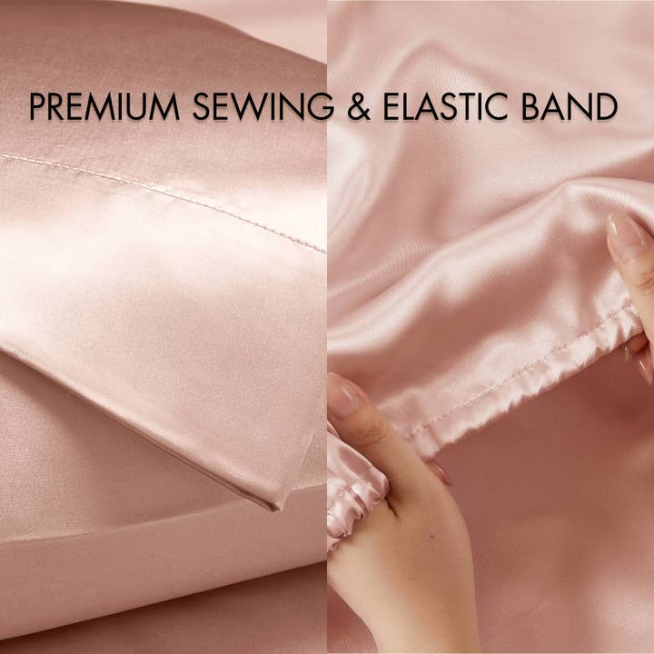 Olliix - Wholesale Sheet Set - Luxury Satin 6-Piece Sheet Set, Blush Pink32