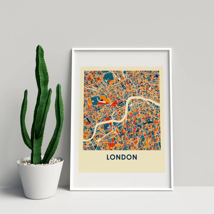 Impressão de mapa prussiana de Londres de 8 “x 10" - estilo Chroma por atacado de ILIKEMAPS