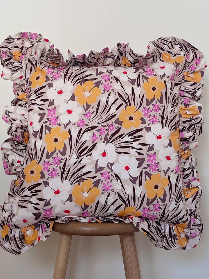 Floral Ruffled Cushion for wholesale by Tinytiny.dk