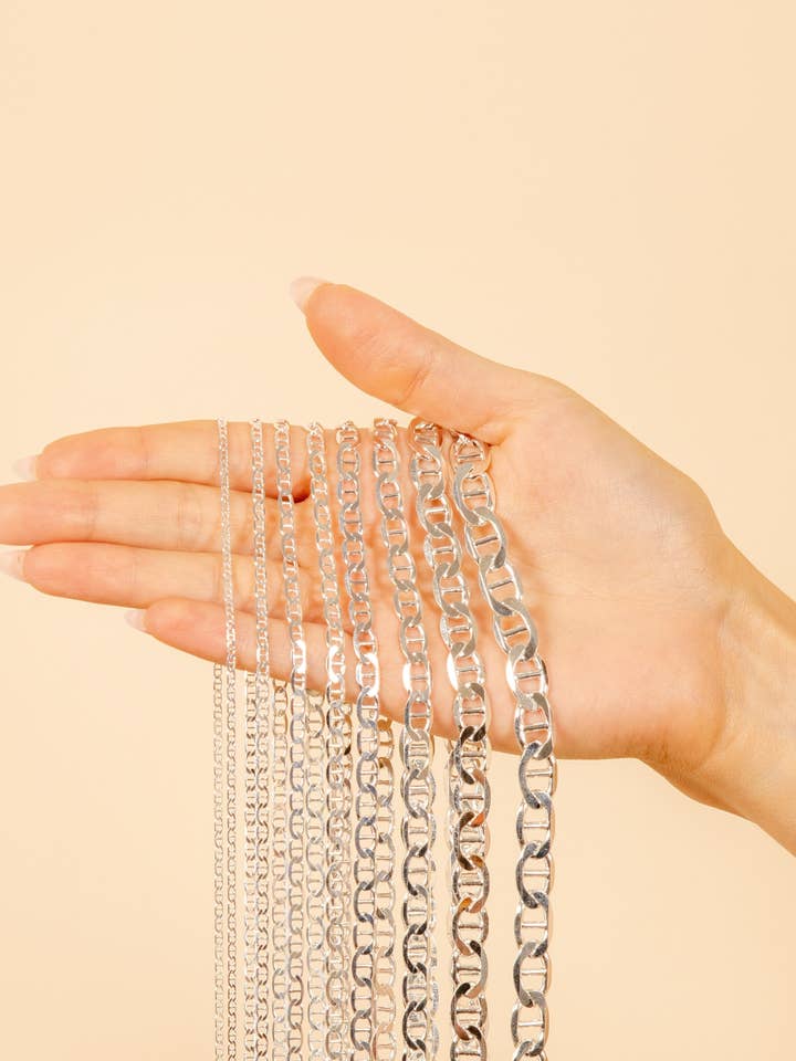 Sølv flad Mariner kæde halskæde for engroshandel hos Olive & Chain