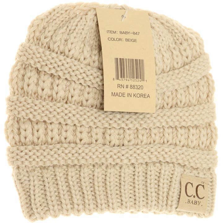 C.C Beanie - Wholesale Newborn/Knit Hat - Baby - Solid CC Beanie for Newborn Baby