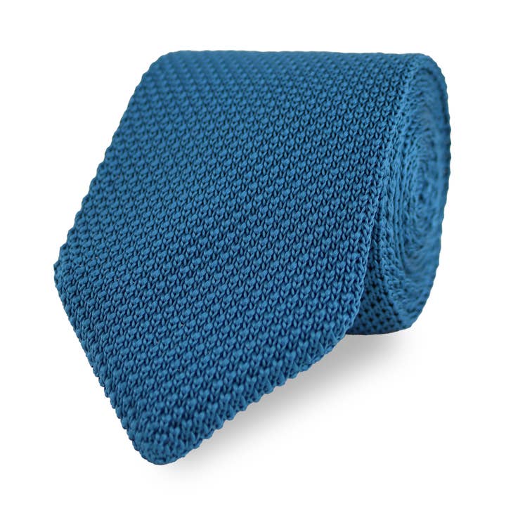 Men's Diamond End Knitted Tie - Dark Teal for wholesale by THE GENTS LAB