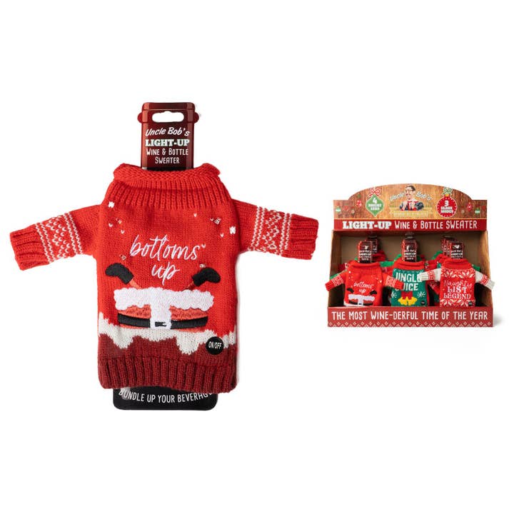 DM Merchandising - Wholesale Christmas Decoration - Uncle Bob’s Light-Up Wine & Bottle Sweater