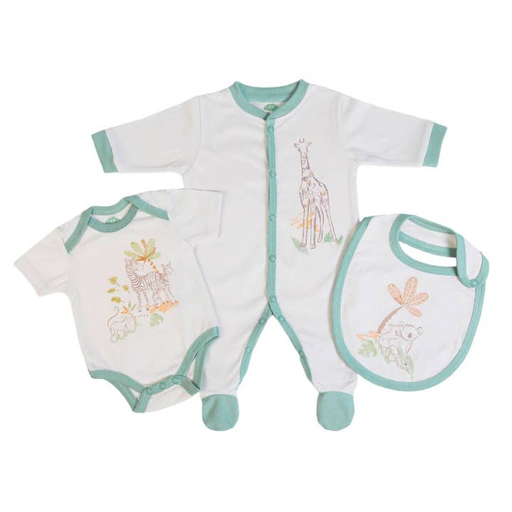 16359 - Bio - Grenouillère + body + bavoir - SS 25 pour la vente par FS Baby