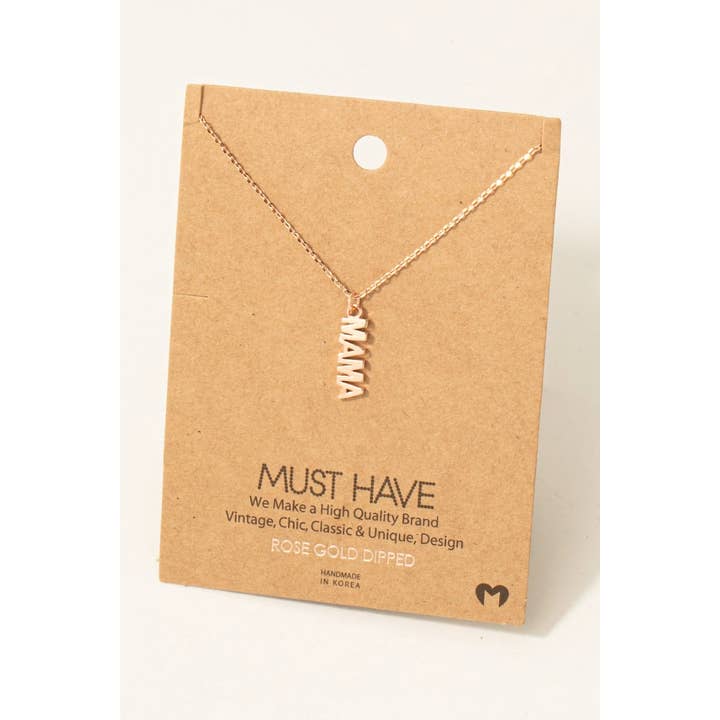 Fame Accessories - Wholesale Pendant/Charm Necklace - Gold Dipped Flat Mama Pendant Necklace