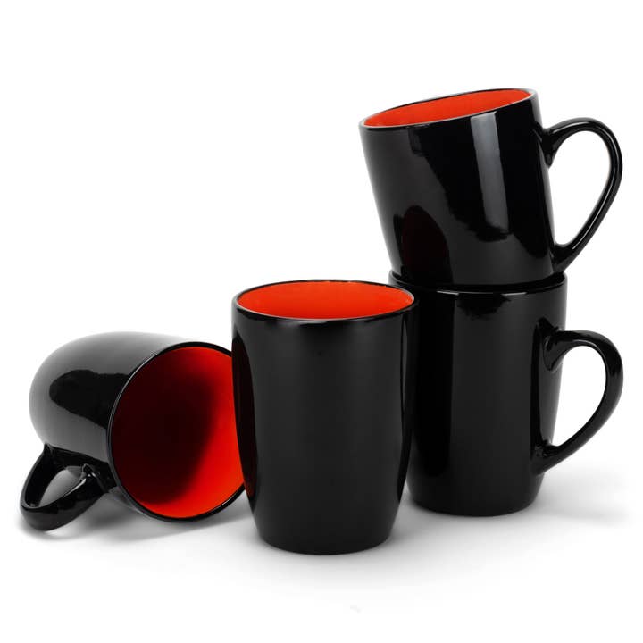 Mug 4-Pack 16 Oz Black with Orange Interior PRICE IS PER MUG for wholesale by EAST AVENUE