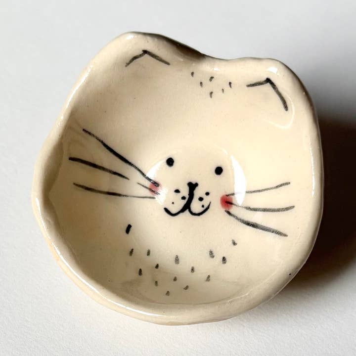Dariia Dziuba - Wholesale Jewelry Dish - Tiny Cat Face Mini Dish – Handmade Ceramic0