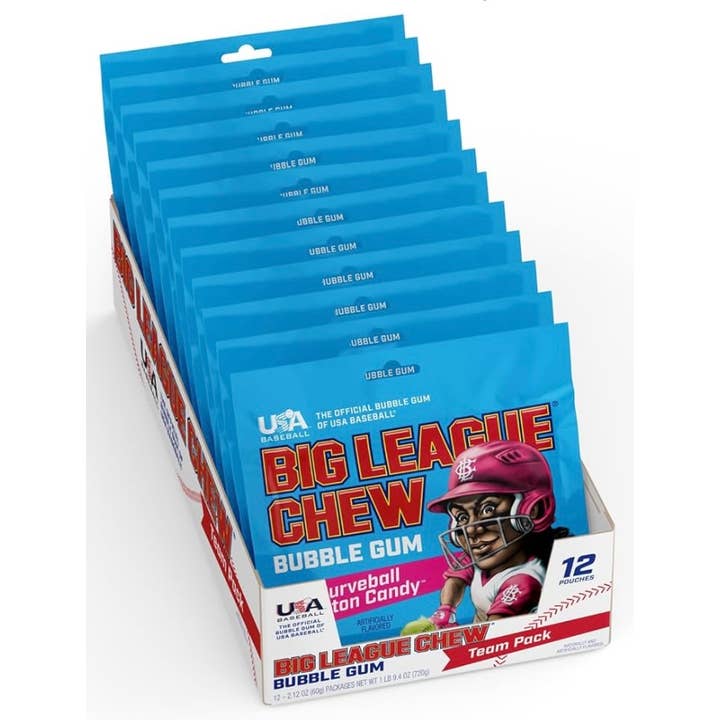 Nostalgic “Curveball Cotton Candy” Big League Chew Est.1980 for wholesale by O'Shea's Candies Sweet Shop