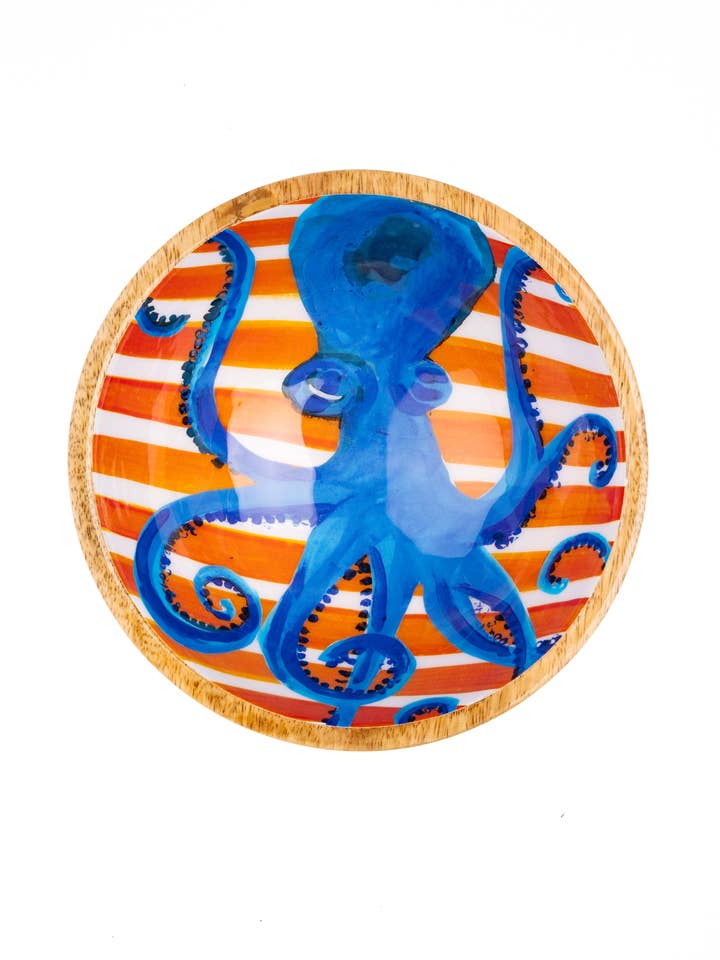 Octopus On Orange Dip Bowl for wholesale by Shoeless Joe Ltd