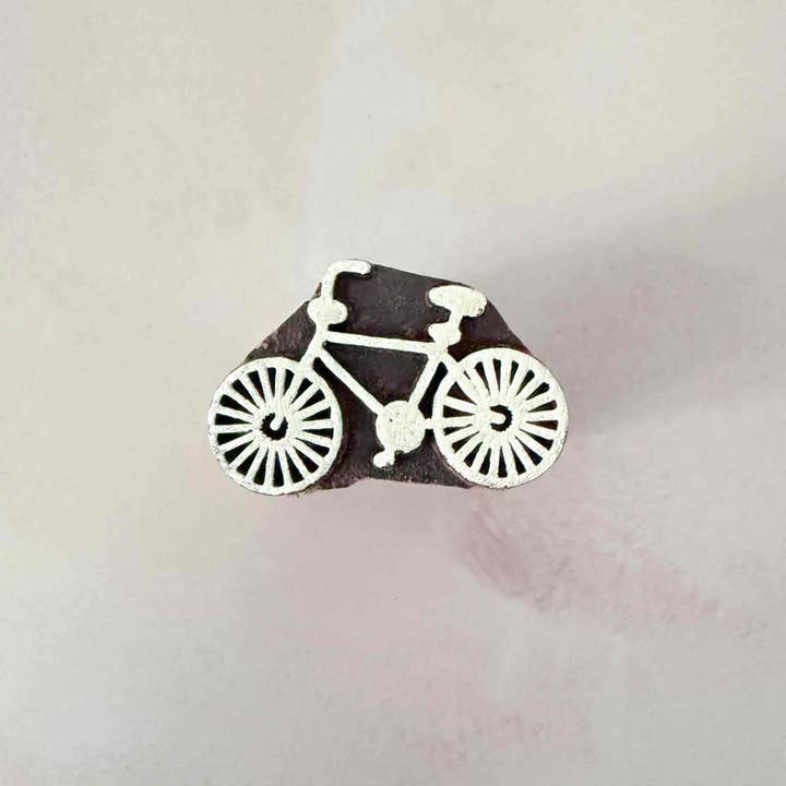 Bicycle - Indian Wood Block Stamp | Cute Wooden Stamp for wholesale by The Natural Paper Company
