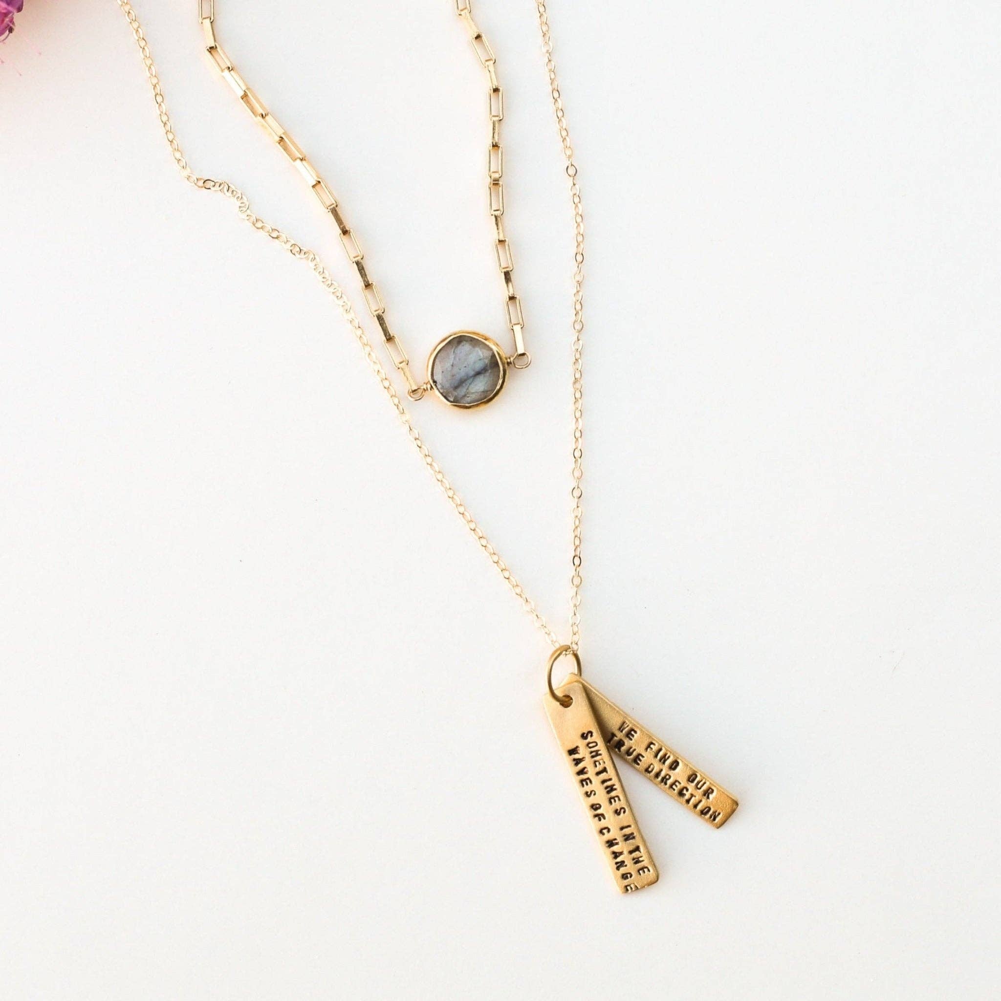 Chocolate and Steel – wholesale Pendant/charm necklace – Sometimes in the Waves of Change We Find our True Direction - Quote Necklace9