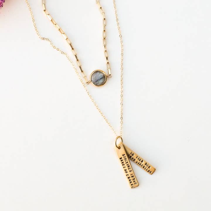 Chocolate and Steel - Wholesale Pendant/Charm Necklace - Sometimes in the Waves of Change We Find our True Direction - Quote Necklace9