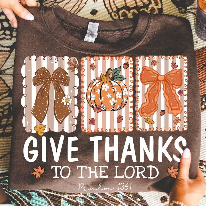 Give thanks - Bow frames Chocolate sweatshirt for wholesale by RR Tees Wholesale