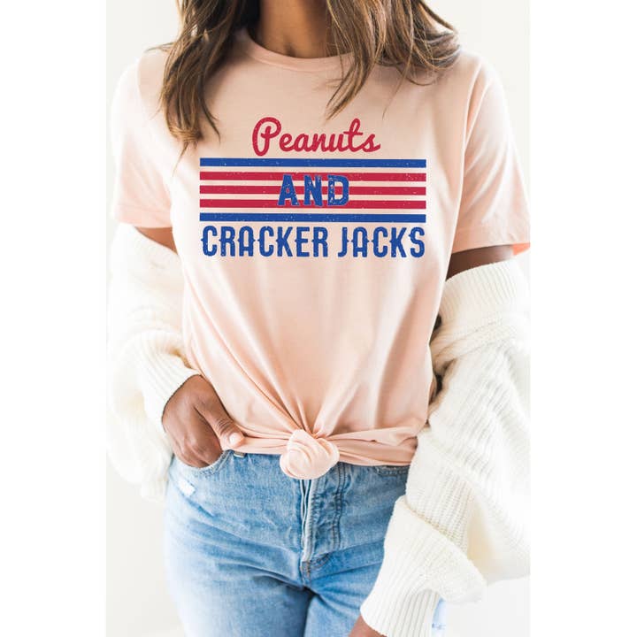 Peanuts And Cracker Jacks Baseball Graphic Tee for wholesale by Kissed Apparel