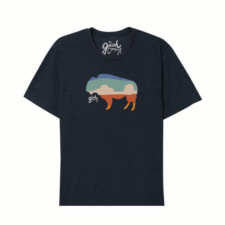Sunset Bisonte Tee - Heather Midnight Navy para venta al por mayor de The Gush Company