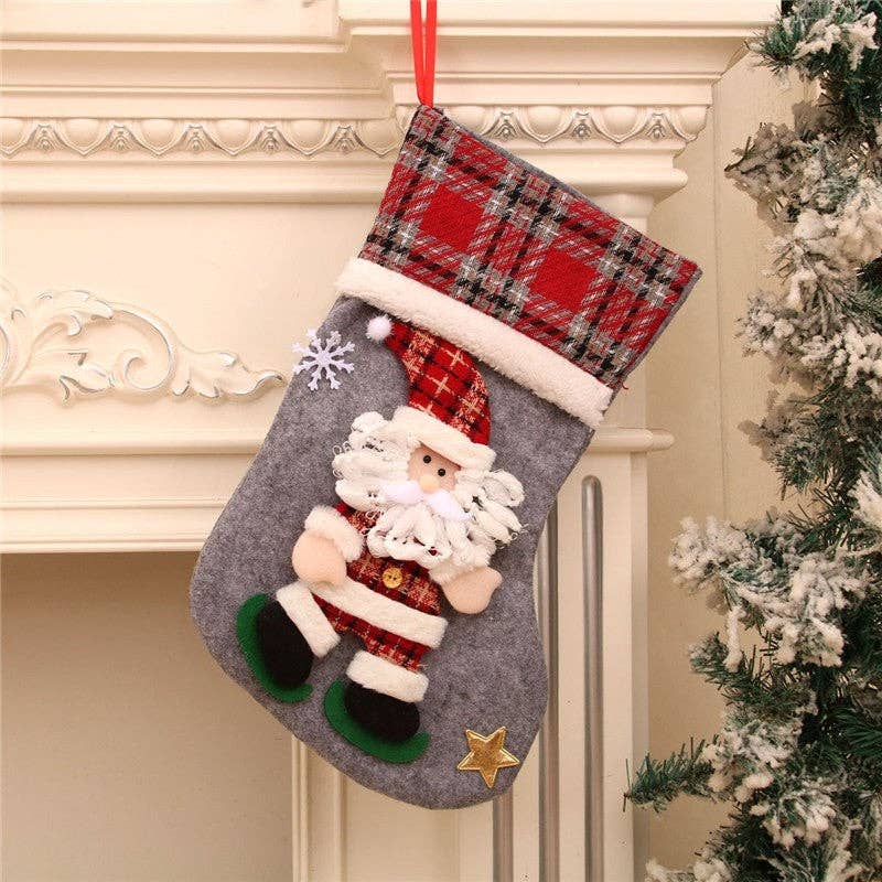 FurDecoration – wholesale Holiday Stocking – Large Christmas Stocking Made Of Burlap Fence4