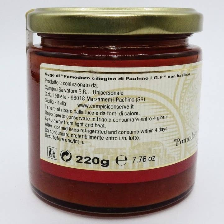 Emporio Sicilia - Wholesale Sauce - Pachino IGP Cherry Tomato Sauce With Basil - Campisi2