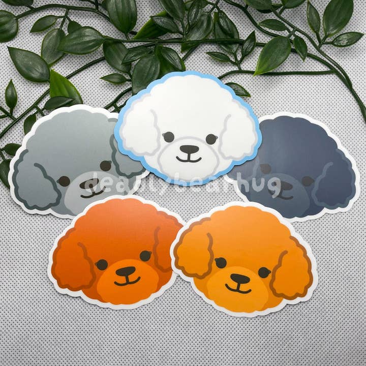 Toy Poodle Dog Weatherproof Matte Vinyl Sticker Decal / Red Apricot White Grey Black for wholesale by deadlybearhug