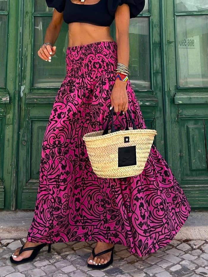 Beach Casual Holiday Print Skirt for wholesale by Rosa Clothing