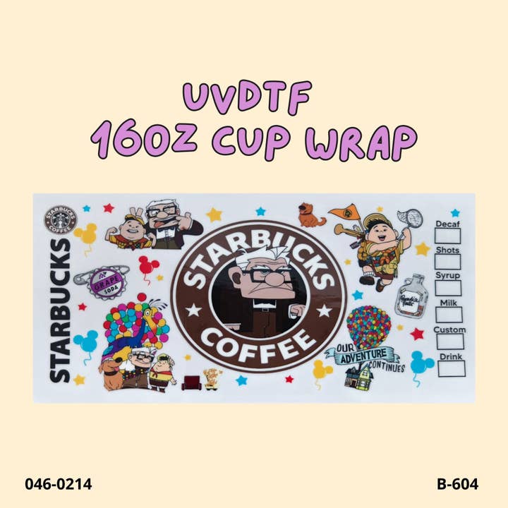 Weavey Studio - Wholesale Sticker - UVDTF cup wrap the UP Starbucks coffee cup 16oz glass cup