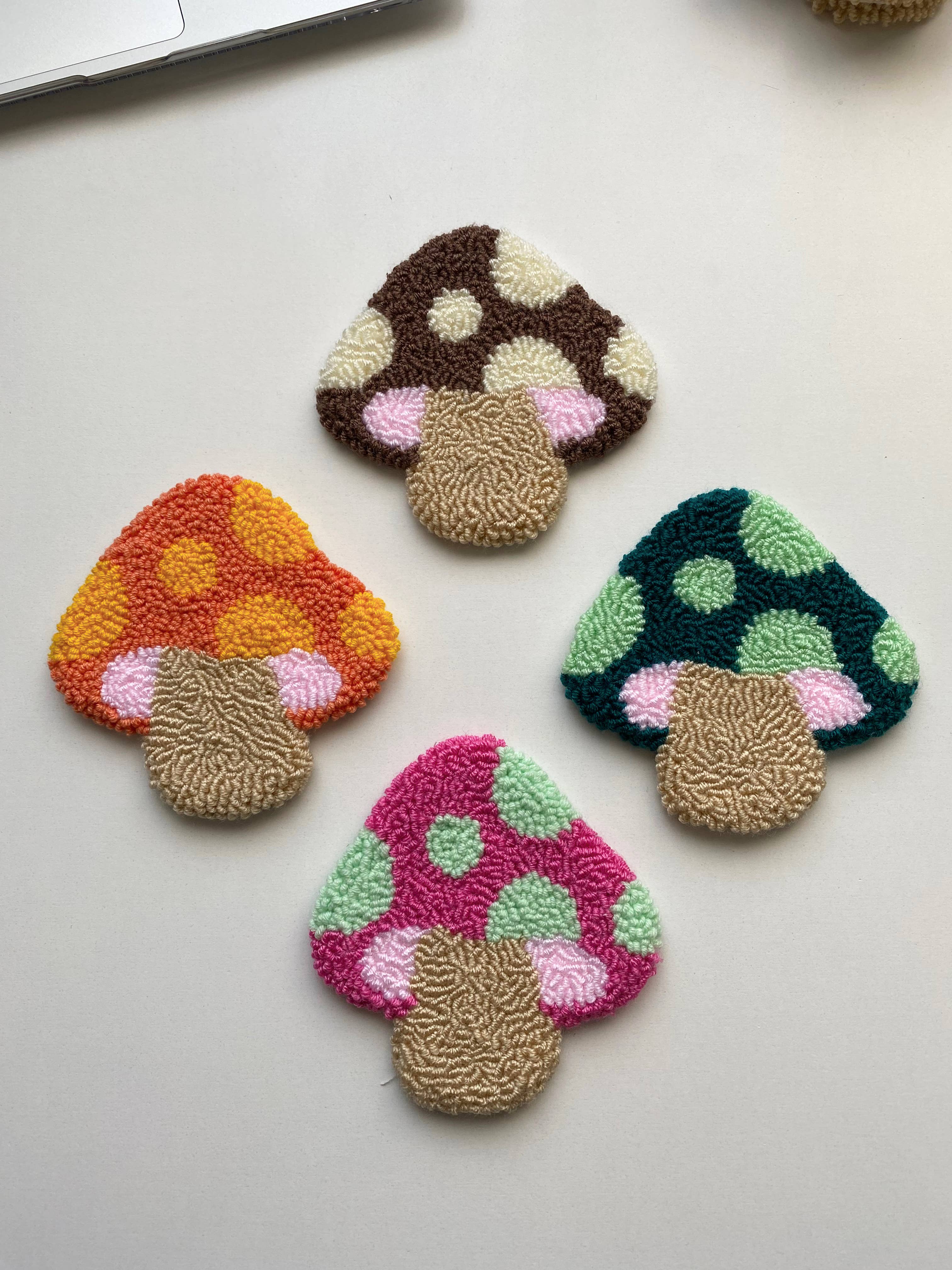 Mudita Rug Studio - Wholesale Coasters - Punch Needle Coasters, Colorful Mushroom Coasters3