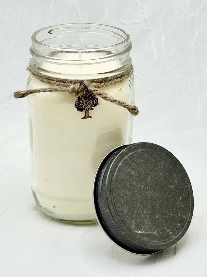 Mason Jar Candle with Tree Charm for wholesale by Sweet Wick Candle Company