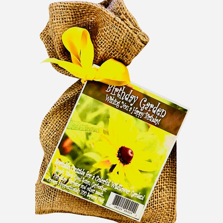 Birthday Garden in Burlap Bag Seed Kit for wholesale by Gifts That Bloom