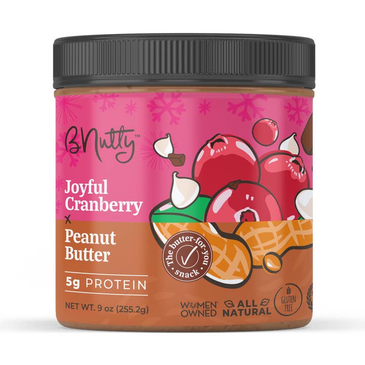 Joyful Cranberry Nutty Peanut Butter - Doos van 6 - 9 oz voor wholesale door BNutty Peanut Butter