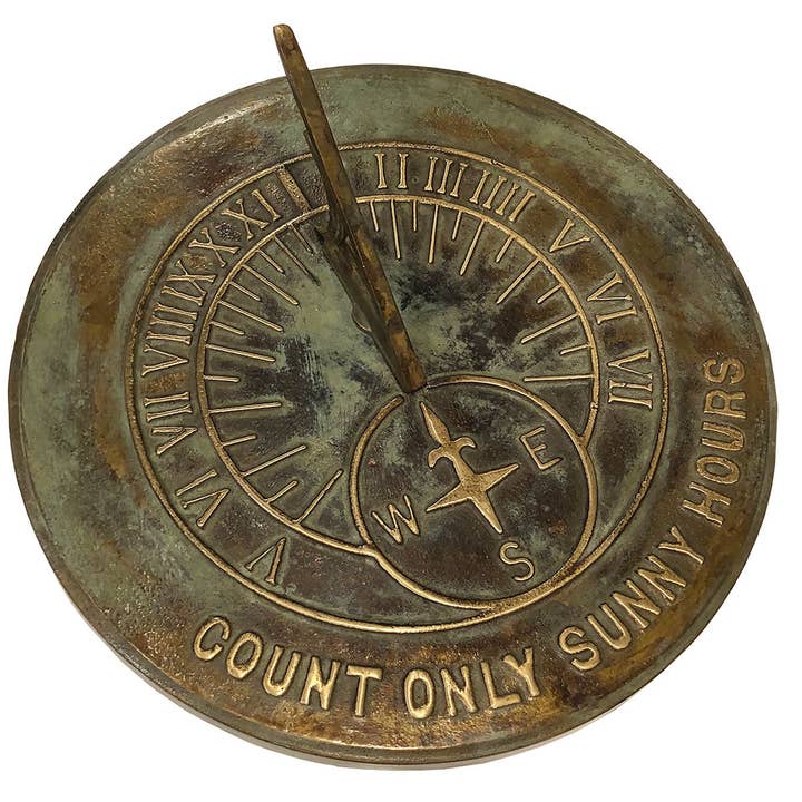 Rome Garden - Wholesale Outdoor Ornament/Decor - Rome Solid Brass Count Sunny Hours Sundial, 10 3/8", #2120