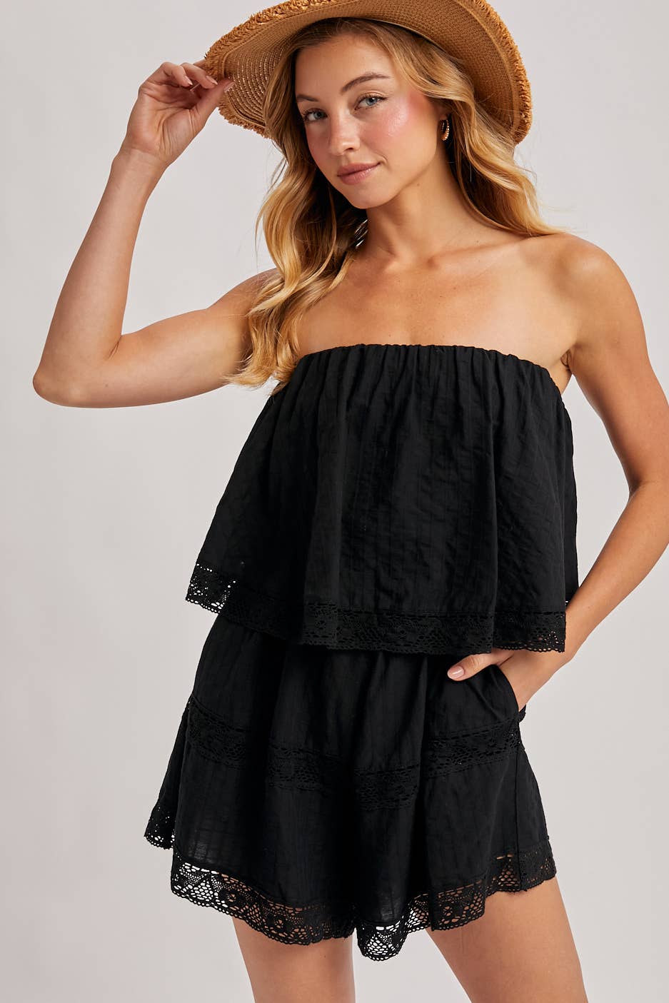 Bluivy - Wholesale Romper - Women's - STRAPLESS EMBROIDERED TRIM JUMPSUIT8