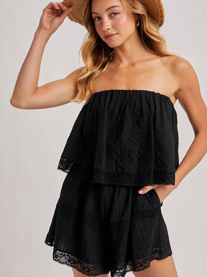 Bluivy - Wholesale Romper - Women's - STRAPLESS EMBROIDERED TRIM JUMPSUIT8